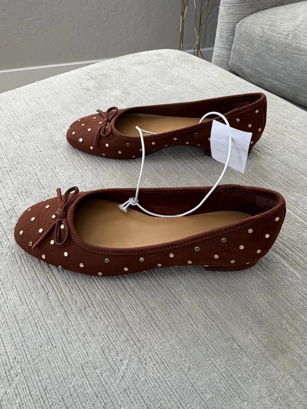 J.Crew Factory Studded Suede Ballet Flats Size 6 Rust Brown CL399 NWT